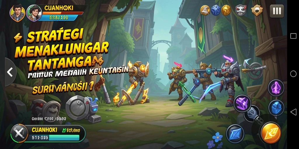 Tangkapan layar CUANHOKI menunjukkan pertarungan strategis yang mendebarkan.