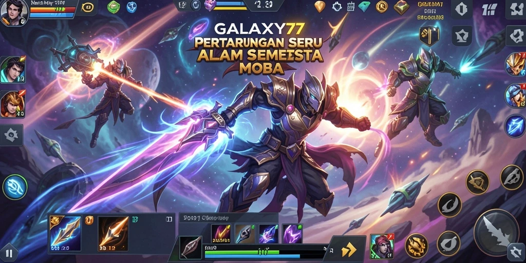 Tampilan seru dalam aksi pertarungan GALAXY77 di arena MOBA.