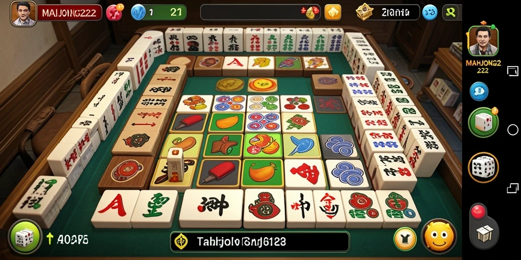 Tampilan gameplay seru di MAHJONG222 dengan berbagai tantangan match-3.