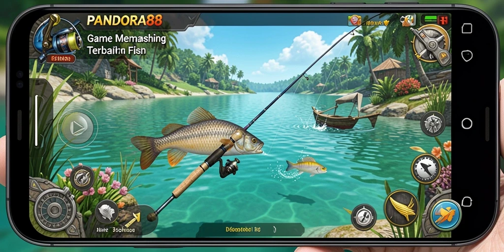 Screenshot gameplay <strong>PANDORA88</strong> yang menunjukkan suasana memancing yang menyenangkan.