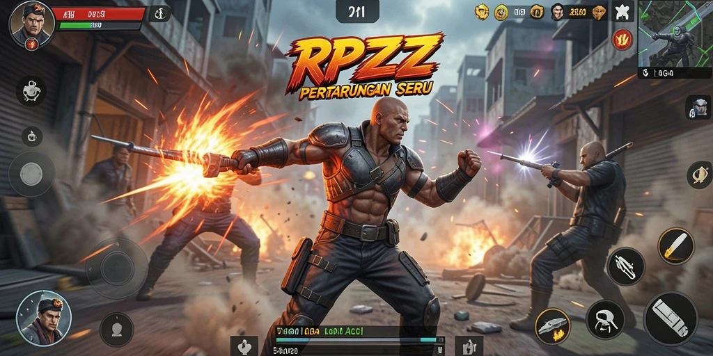 Tangkapan layar gameplay RPZZZ dengan aksi pertarungan yang intens.