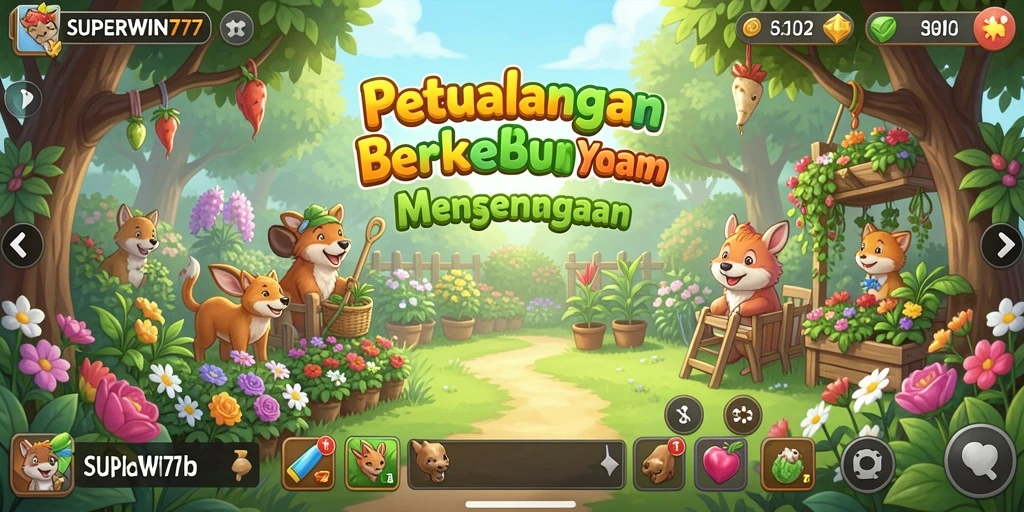 Tampilan gameplay <strong>SUPERWIN777</strong> yang menarik saat berkebun.
