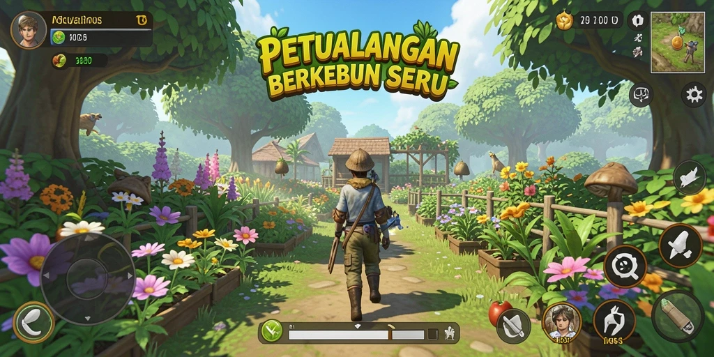 Tampak gameplay seru di T6, petani mengelola kebun mereka.