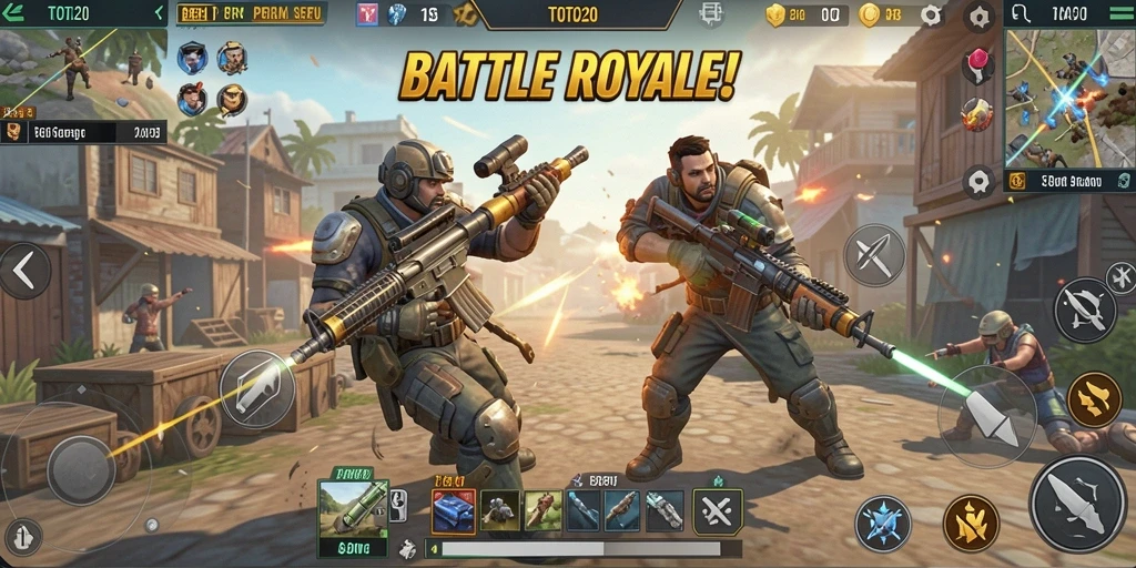 Gameplay seru dan tantangan di arena Battle Royale.