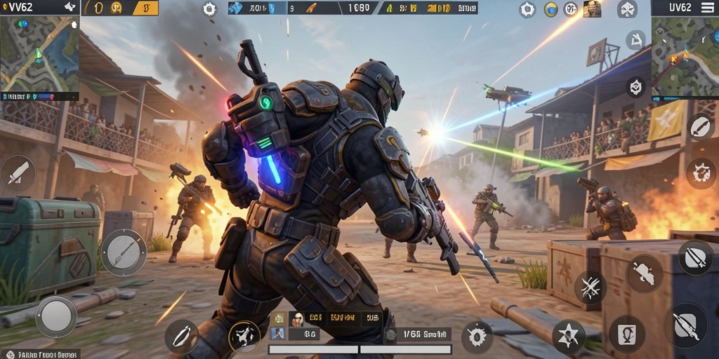 Tangkapan layar gameplay epik dari VV62 dalam pertempuran Battle Royale.